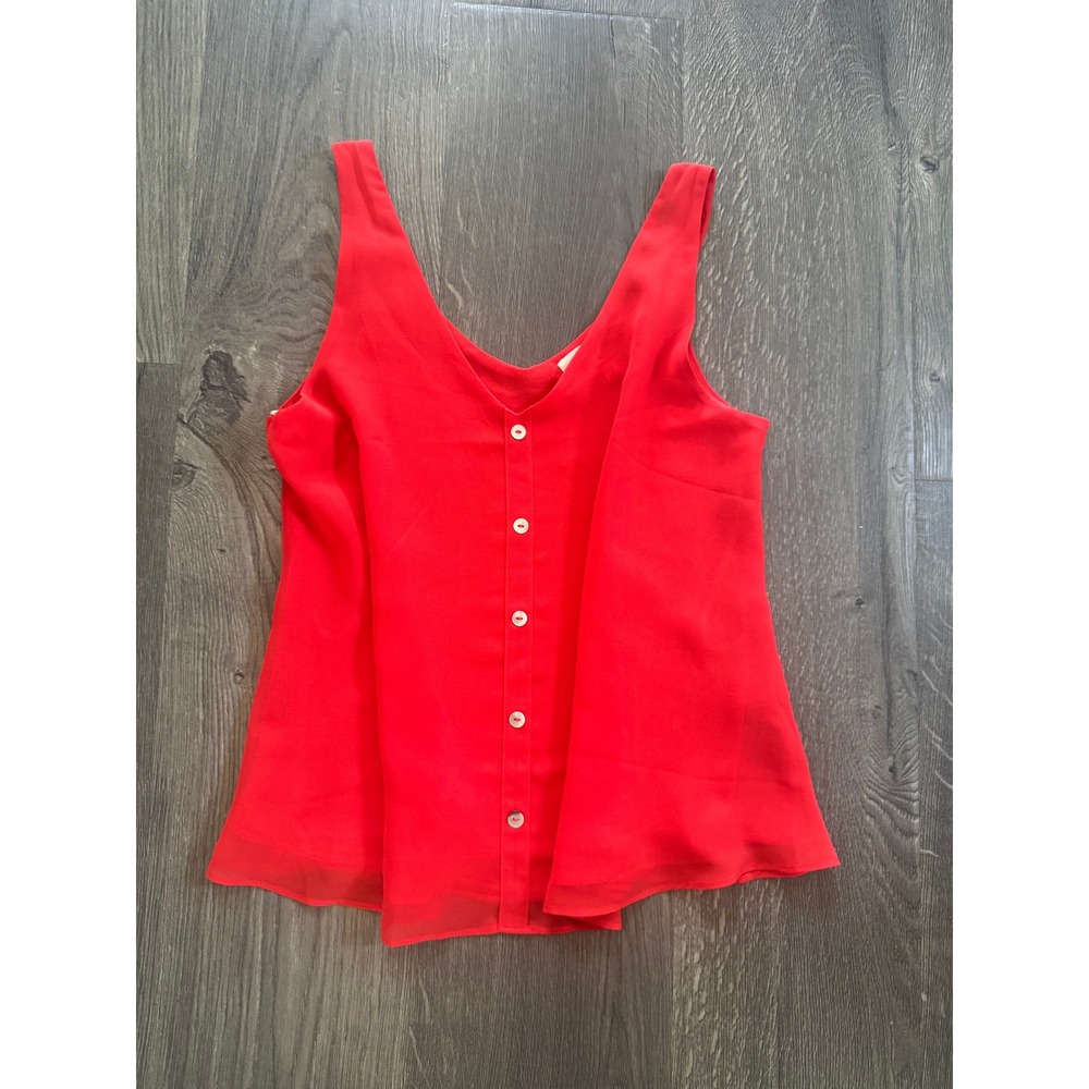 Sweet Wanderer SJ2298 Button Front Tank Top S Red Chiffon Sleeveless NWOT